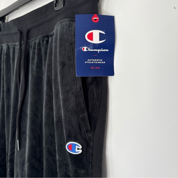 Champion Black Velour Women’s Jogger Sweatpants Large NWT Logo Athleisure - Picture 6 of 8